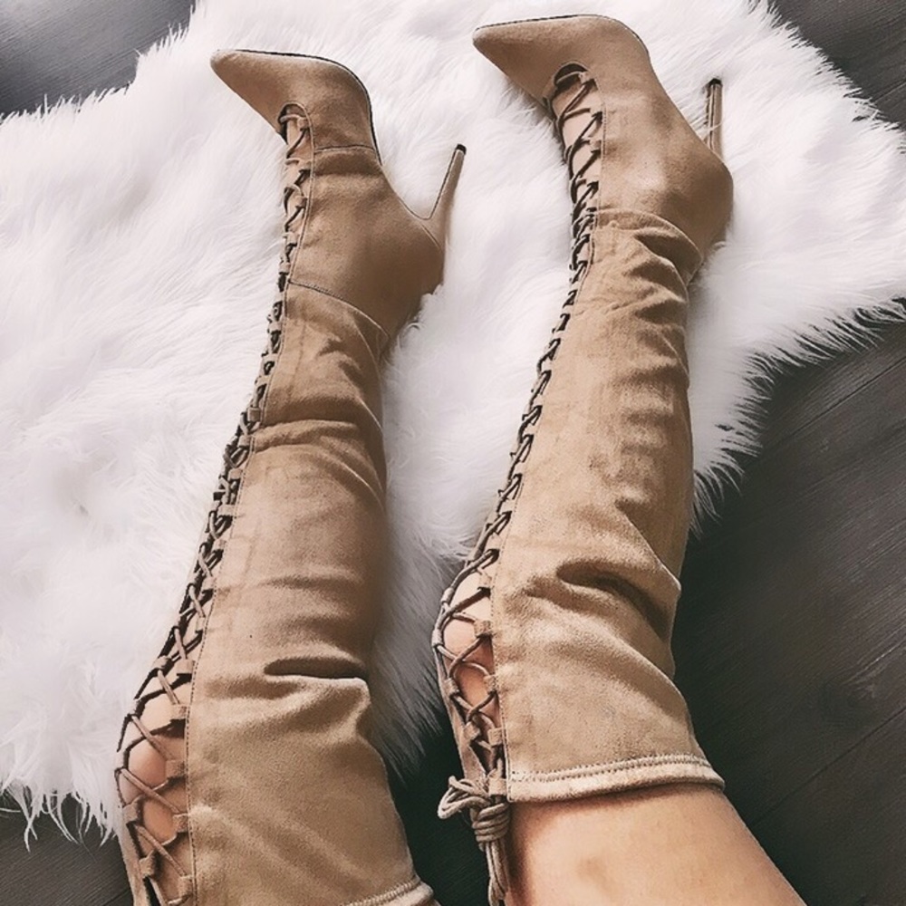 LAST ONE “Lady” Over The Knee Boots // Tan